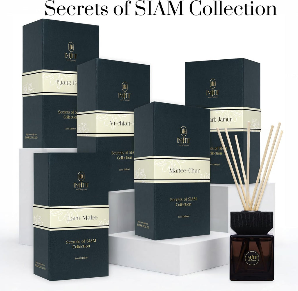 Manee-Chan by : Authentic Thai Aromatherapy Diffuser & Premium Reed Diffuser Set. Refreshing Peppermint, Lily