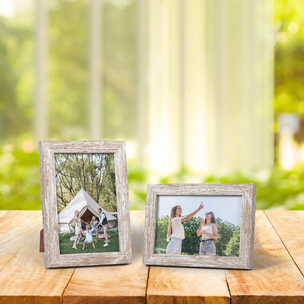 Rustic 4x6 Picture Frame Set of 12, Multi Woodgrain Farmhouse Photo Frames for Wall or Tabletop, Beige