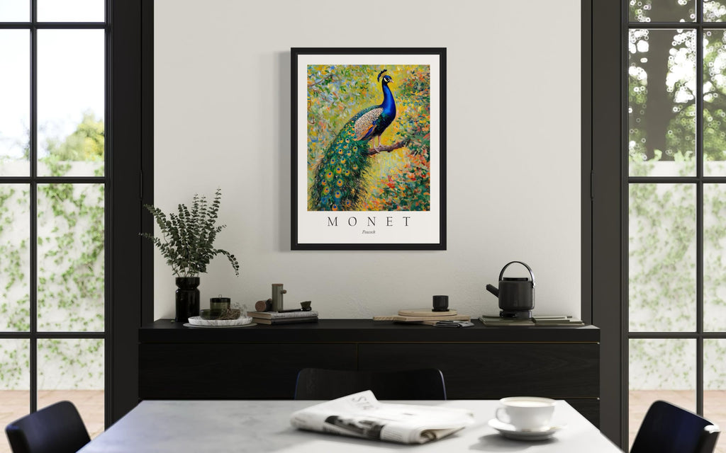 Peacock Inspired Claude Monet Bird Poster Art Print - Monet Wall Art Exhibition Collections Artwork Aesthetic