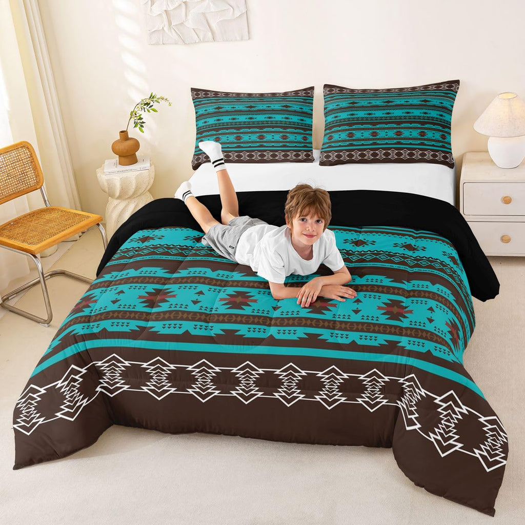 Boho Aztec Ethnic Comforter Set Tribal Bedding Set Queen Size