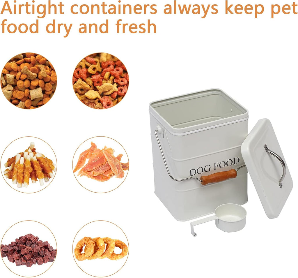 Dog Treats tin and dog Food Storage Tin with Lid & with Spoon for dog Food Storage, Medium Pet Food Storage Can-Dog