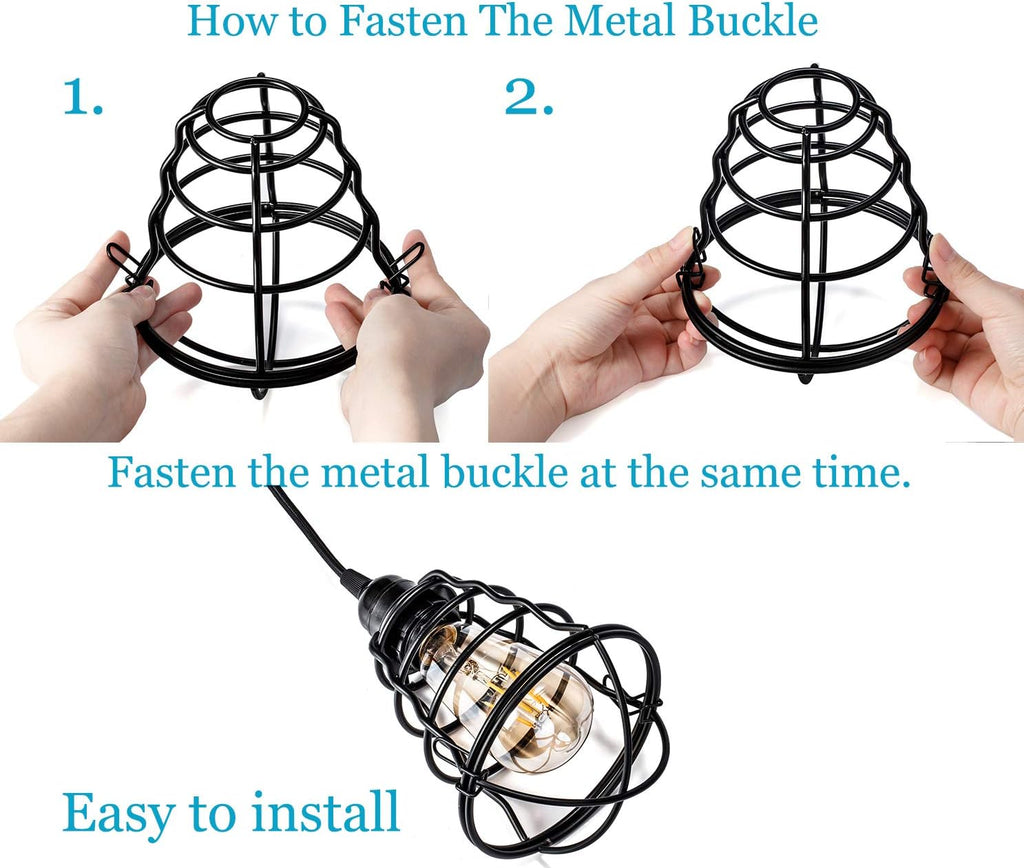 Industrial Pendant Light INNOCCY Edison Hanging Cage Pendant Lights E26 E27 Base Vintage Adjustable Pendant Lamp