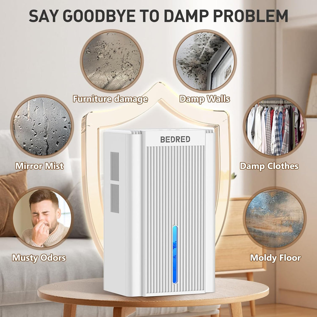 Dehumidifier, 95OZ Dehumidifier for Home 1000 Sq.Ft - Quiet with Auto Shut Off & Relaxing 7 Color Ambient Light