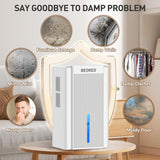 Dehumidifier, 95OZ Dehumidifier for Home 1000 Sq.Ft - Quiet with Auto Shut Off & Relaxing 7 Color Ambient Light
