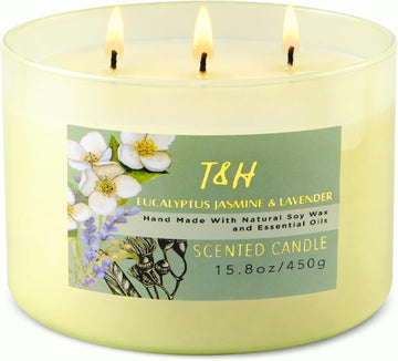 Eucalyptus Jasmine Lavender Scented Candle, 3-Wick Soy Candle - Set of 158