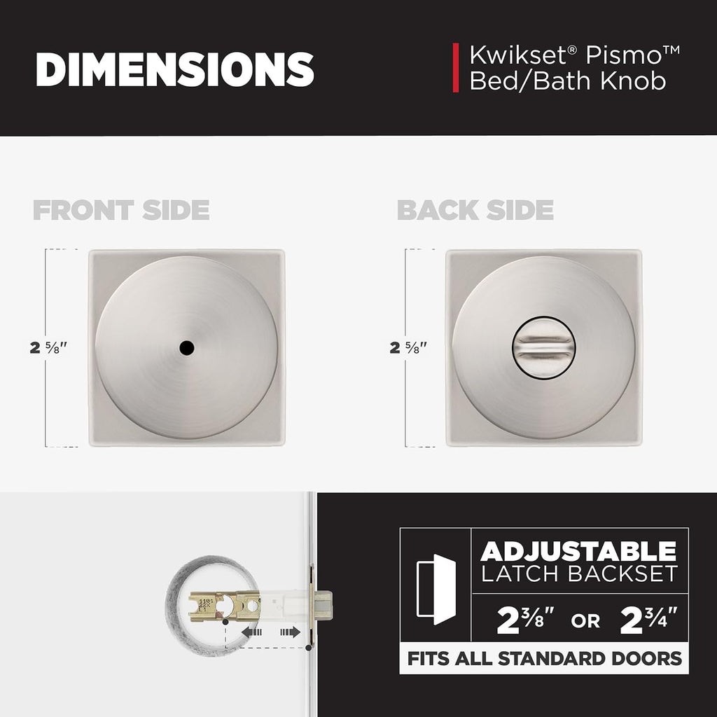Pismo Interior Privacy Door Knob with Lock, Door Handle , Satin Nickel Keyless Turn Lock Doorknob, with Microban