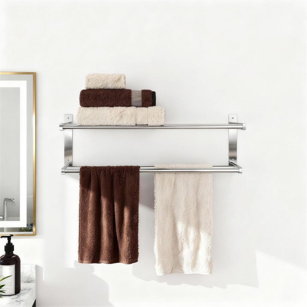 Towel Racks 24 inch, 2 Tier with Towel Bars, Brushed