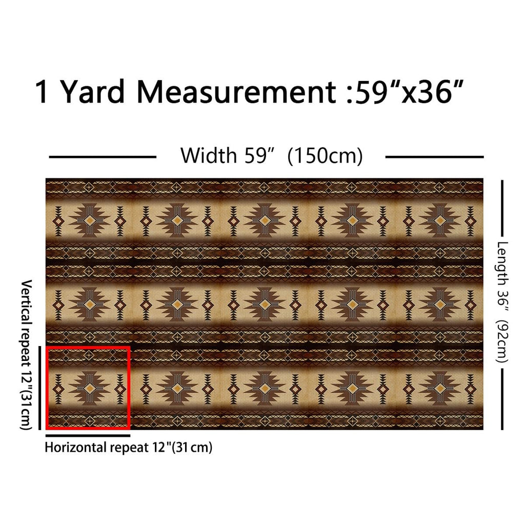 Tribal Grid Fabric by The Yard Vintage Brown Bohemian Style Stripes Fabric for Sewing Supplies Ethnic Geometric Grid