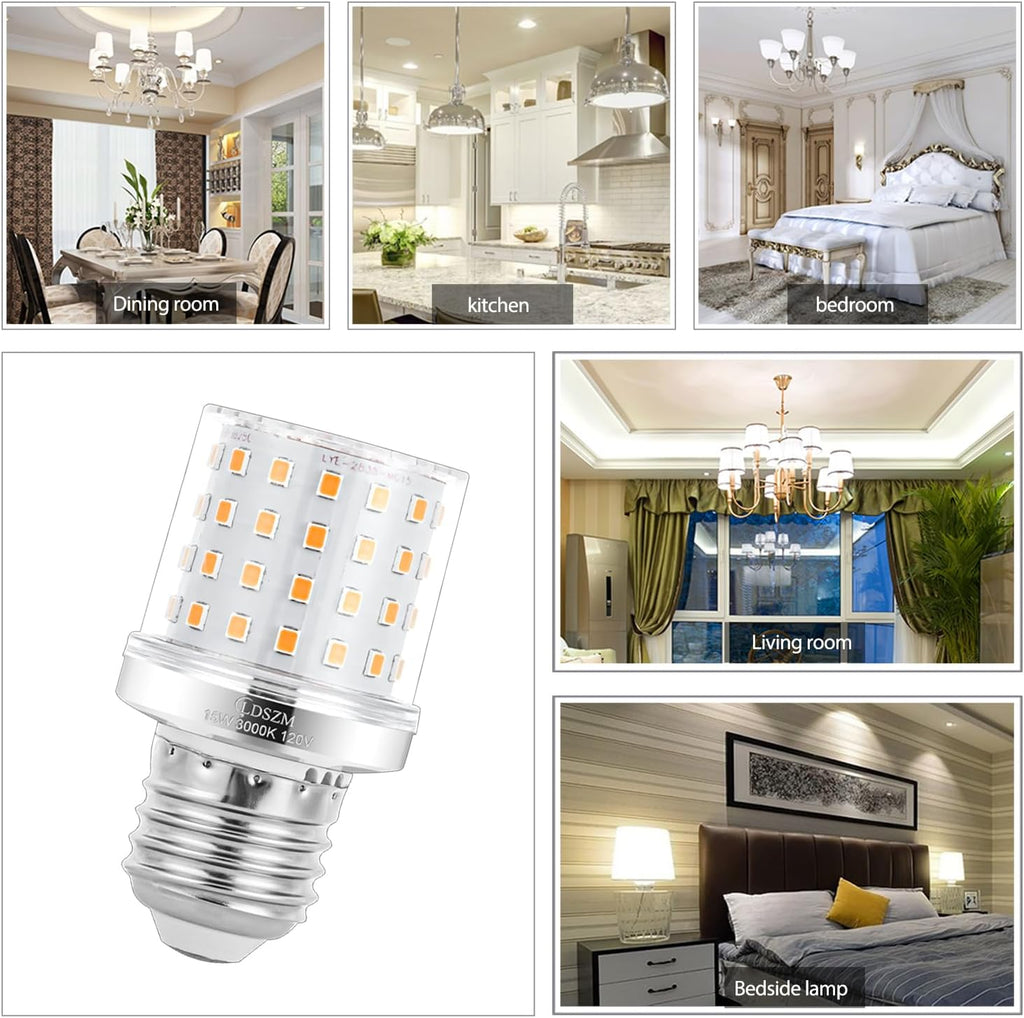 Small Light Bulb A15/G45 Shape Size Super Bright 15W led Corn Bulbs 120 Watt Equivalent 1200lm Warm White 3000K