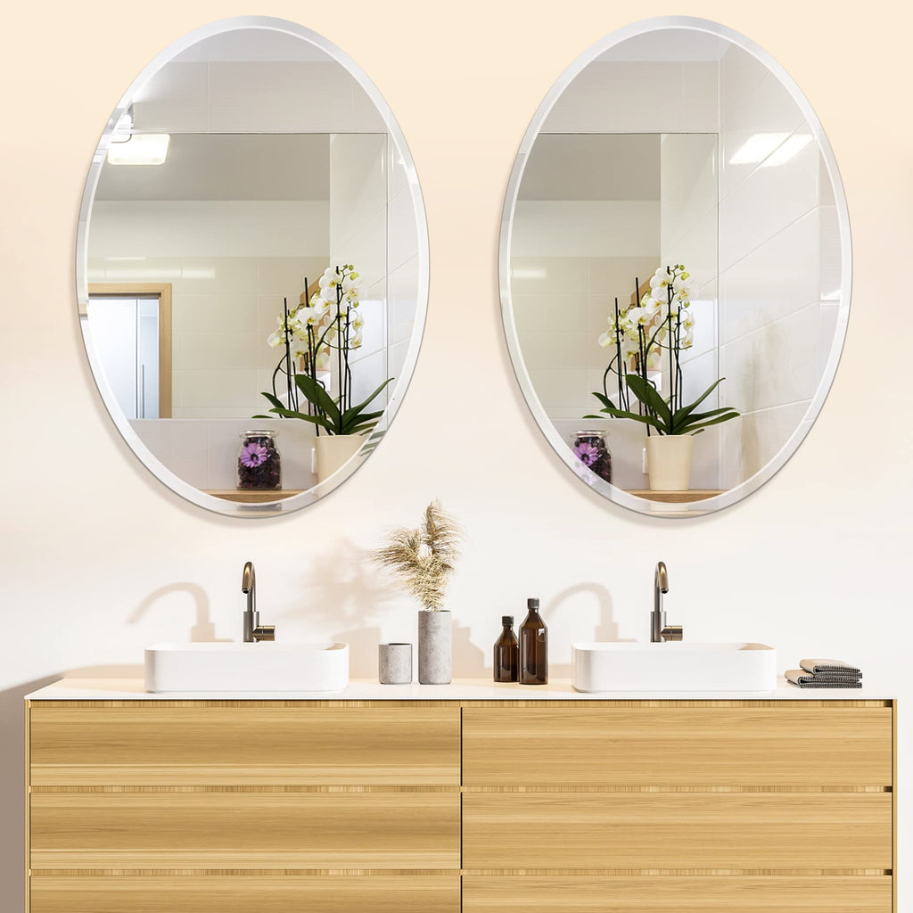 Frameless Wall, 24 x 36 Inch, Beveled Edge Bathroom