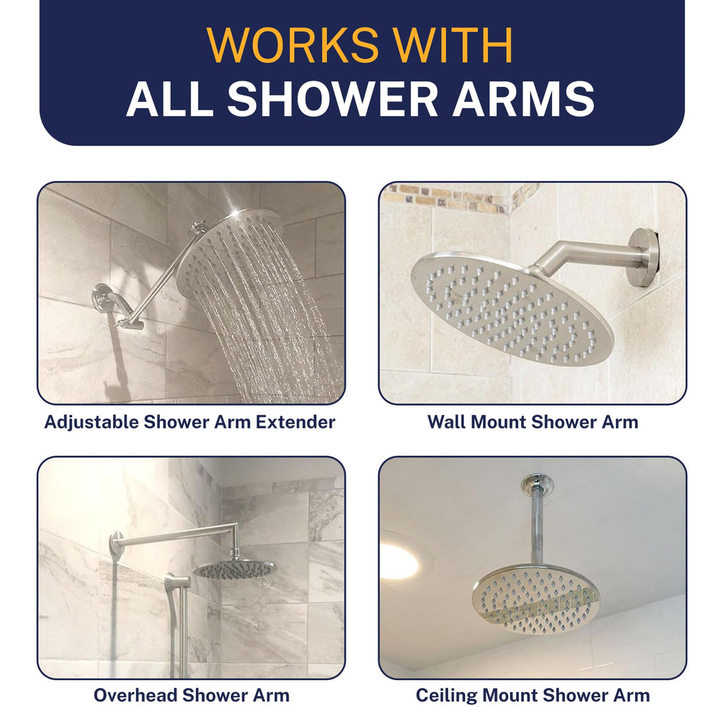 Metal Rain Shower Head Large 8 Inch High Pressure Rainfall