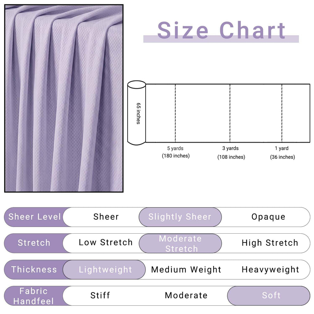 Bird Eye Mesh Jersey 5 Yards 65" Wide Light Purple
