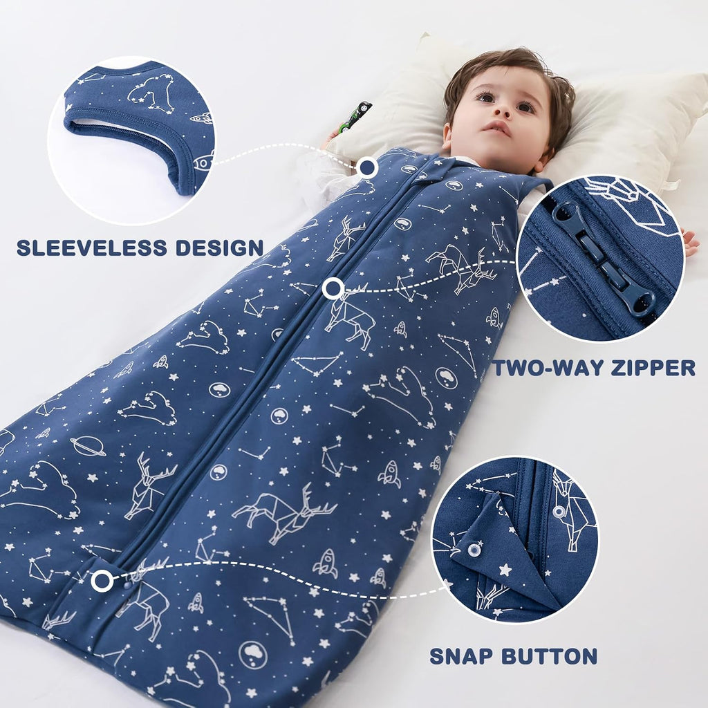 Sleep Sack Baby Winter Wearable Blanket with Way Zipper,2.5 TOG Cotton Sleep Sack Unisex(Navy Blue, )