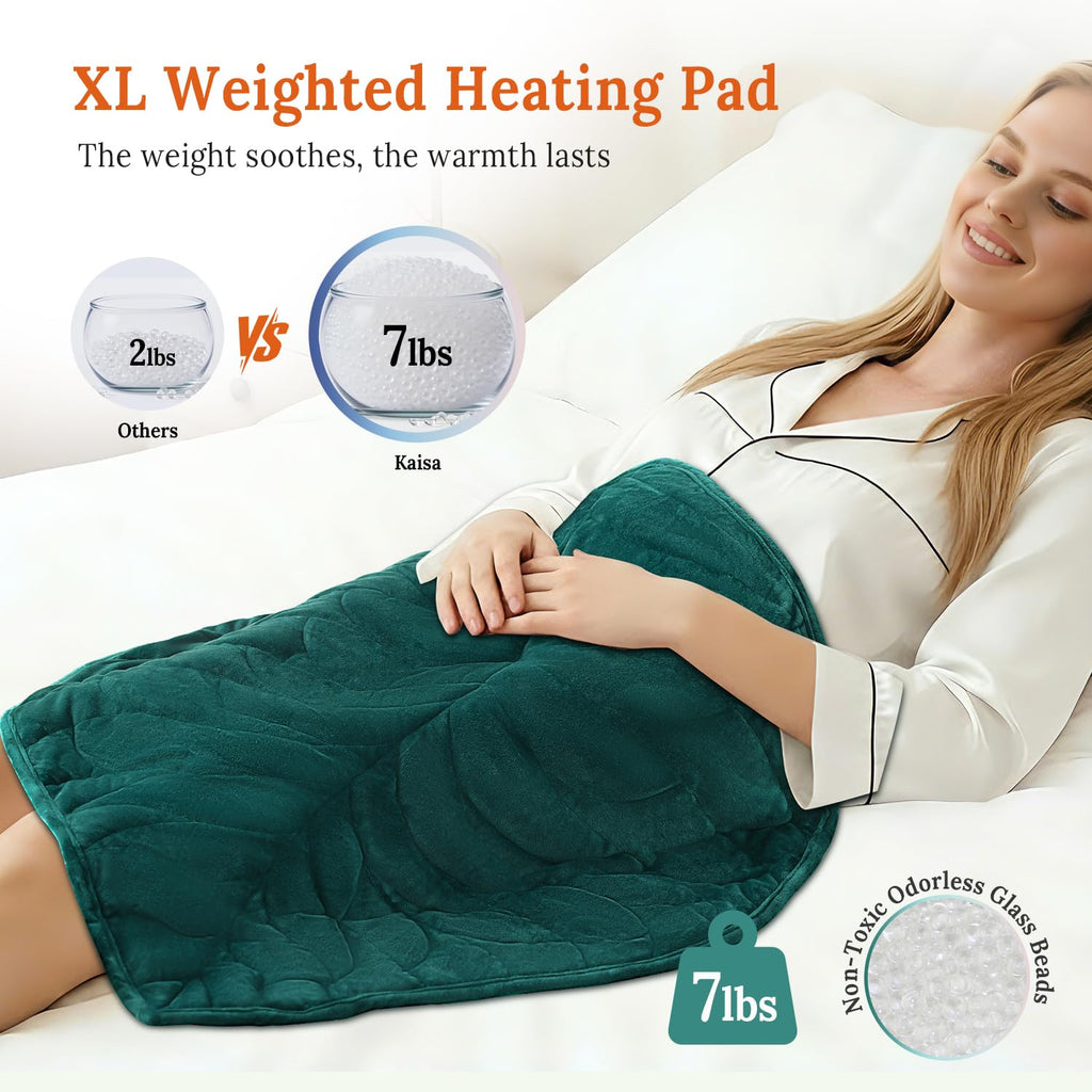 Weighted Heating Blanket 7 lbs, 26" x 35" Large Heated Pad, Green