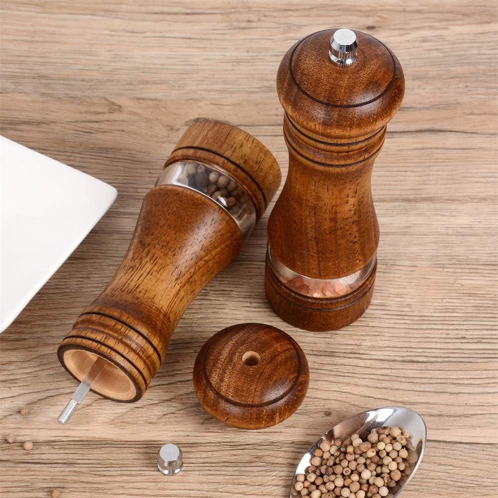 Wood Salt and Pepper Grinder Set Classic Manual Pepper Mills - Set of 2