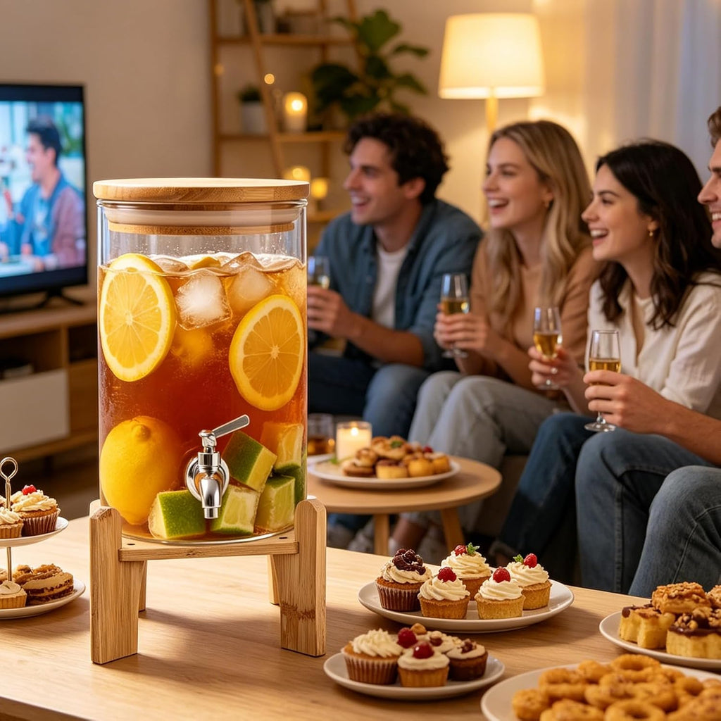Natural Wooden Drink Dispenser Stand, Beverage Dispenser Stand and Water Jug Holder Glass Water Jugs Base