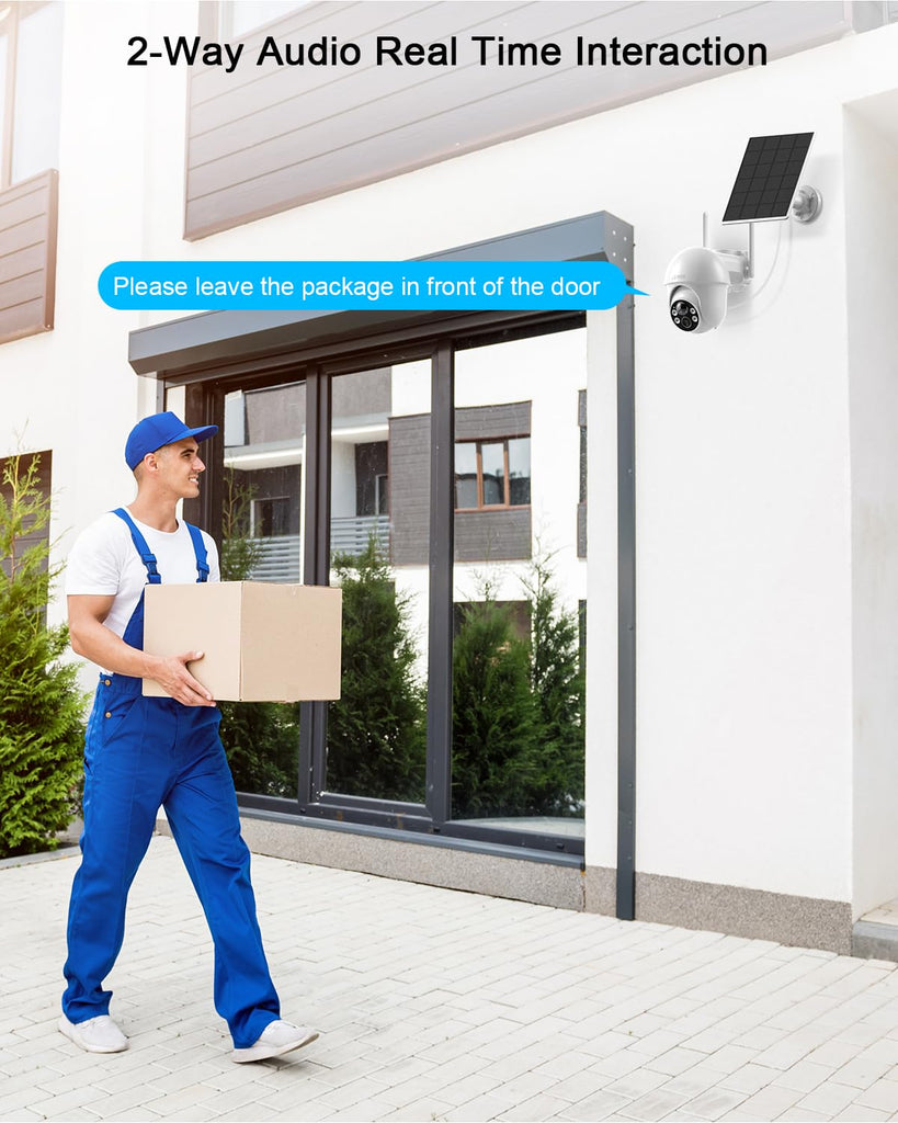 Security Camera Wireless Outdoor, 2K Solar Outdoor Camera with 360° View, Smart Siren, Spotlights, Color Night