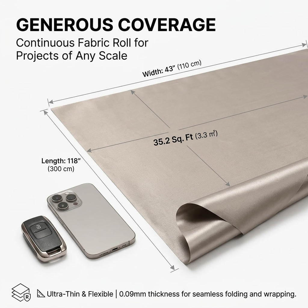 Faraday Fabric Roll (43" x 118") - Conductive EMI Isolation Cloth & EMF Shield Protection, Electromagnetic