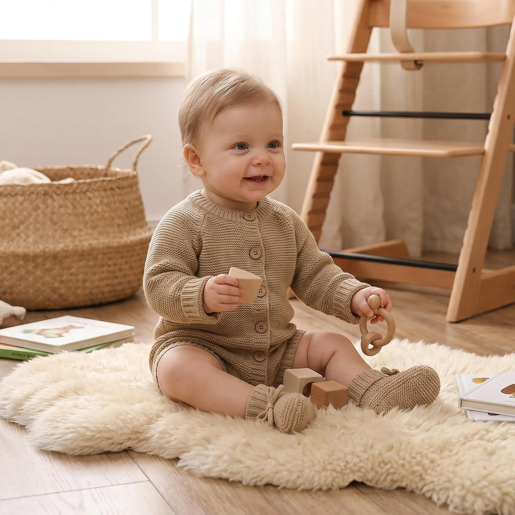 Cotton Baby Sweater and Booties Set