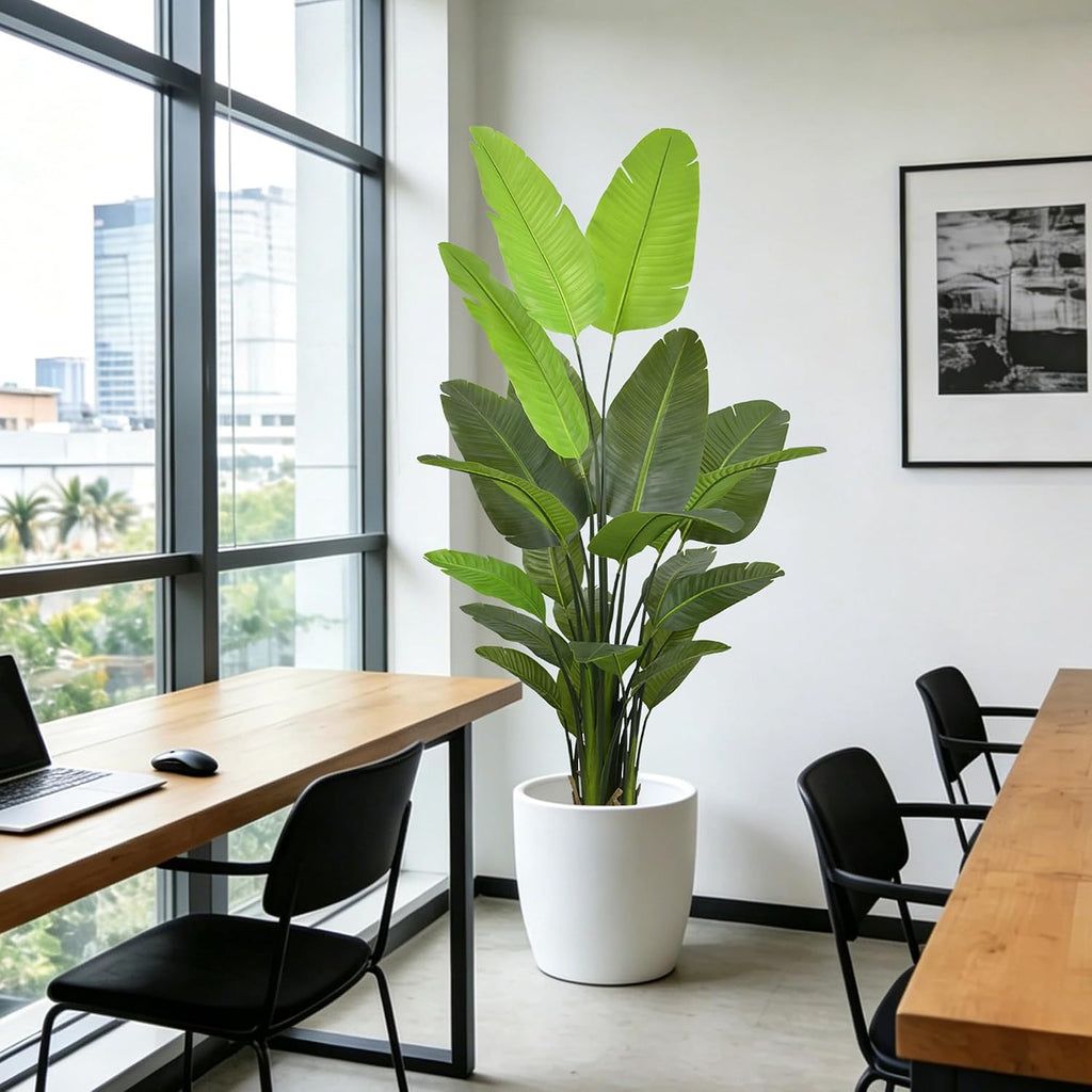 Bird of Paradise Plant Artificial 7ft - Tall Faux Plants Indoor with Realistic Trunks and 22 Vivid Leaves, 84 Inch