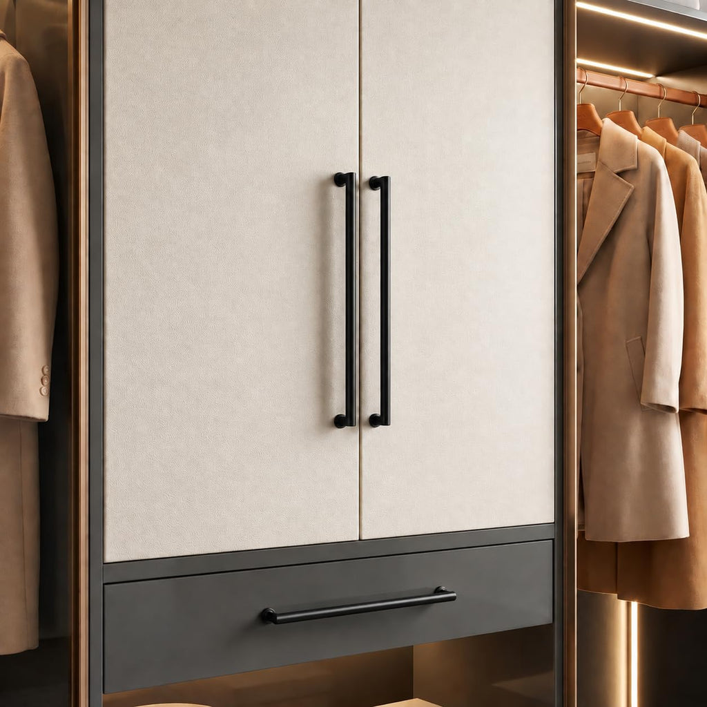 2-Pack 6-Inch(152mm) Matte Black Cabinet Pulls,Heavy-Duty Solid Handles Cabinets, Cupboards, Drawers and Bathroom