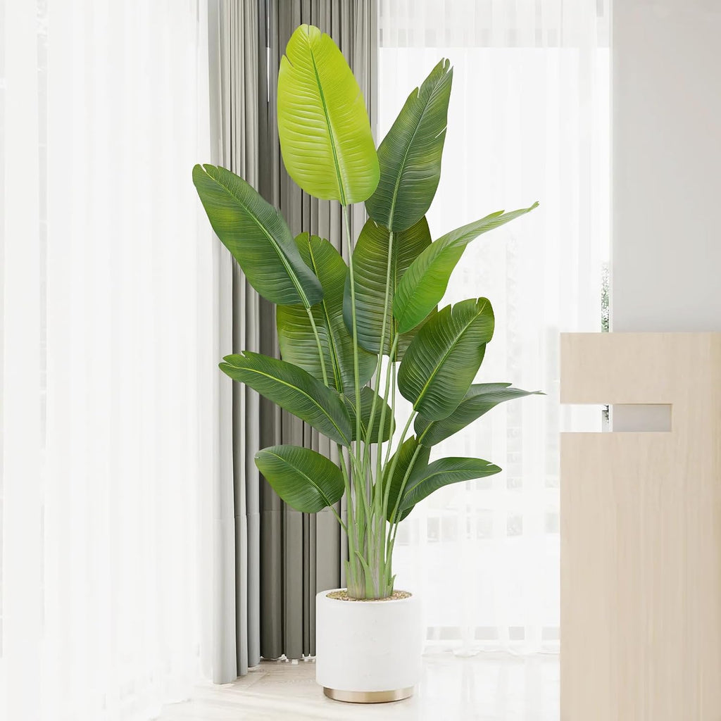 Lifelike Bird of Paradise Artificial Plant,6ft Faux Banana Leaf Tree with 13 Trunks - Perfect Indoor Silk Floor Plant