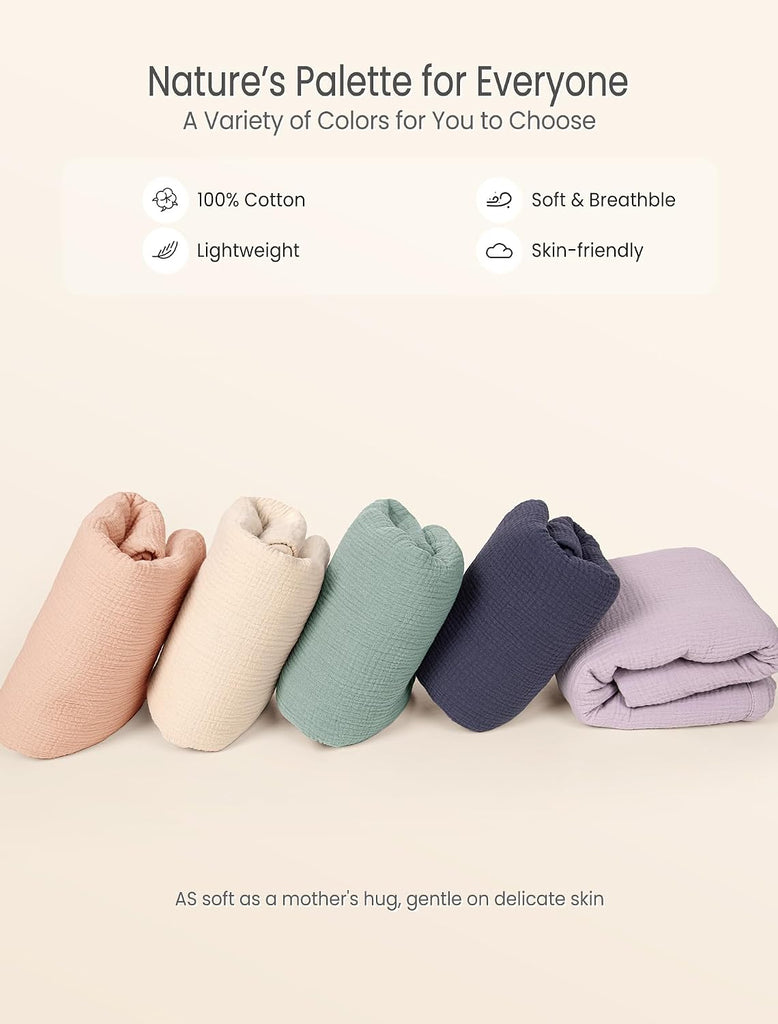Muslin Baby Blanket Neutral: 100% Cotton Crib Blanket for Toddler