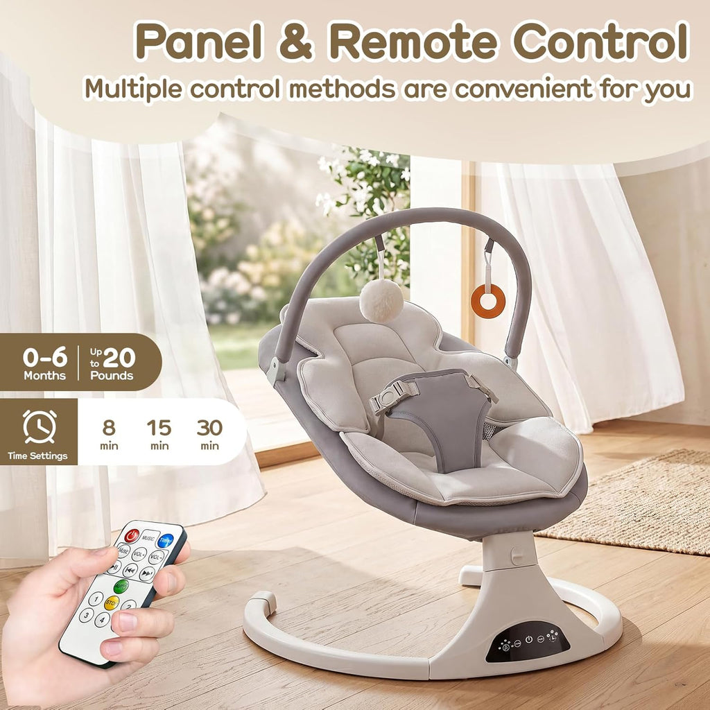 Electric Baby Swing with Remote Control,5 Speeds&Portable&Cozy(0,Grey)