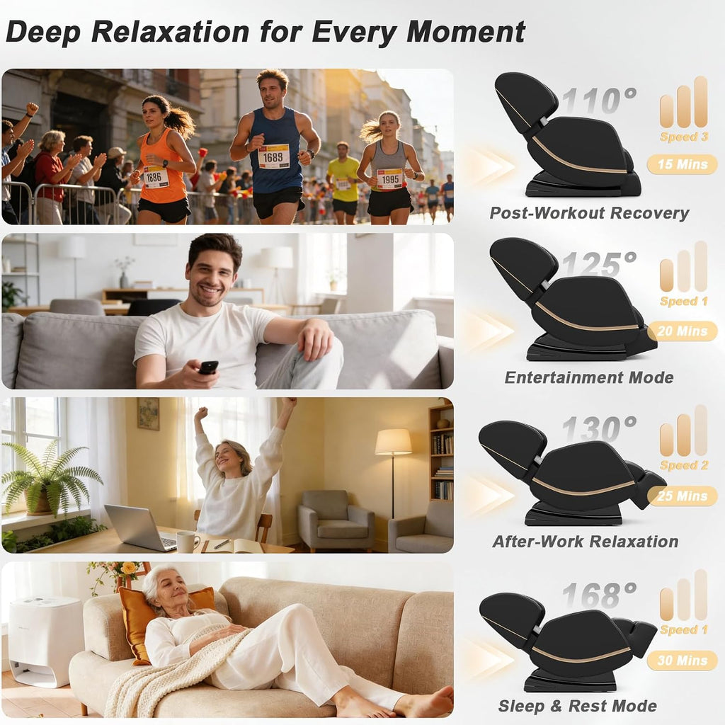 SL Track Massage Chair Full Body, Recliner and Relax Back & Waist | 12 Fixed Rollers, 8 Airbag, 15 Programs, Hip