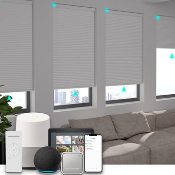 Cordless Cellular Shades, Motorized Blackout Room Darkening Black Out Honeycomb Blinds for Indoor Windows Bedroom