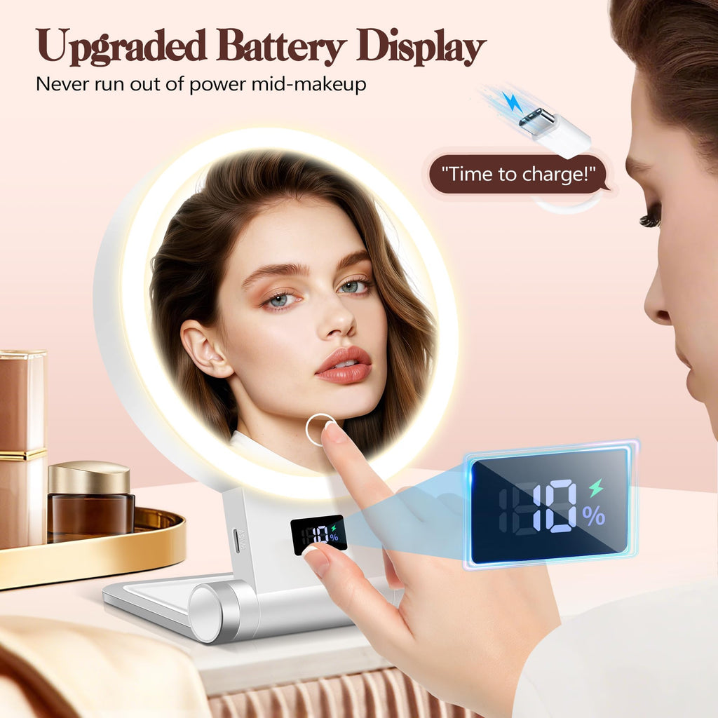Magnifying Mirror with Light 30X, 2000mAh 1X/ 30X Magnifying Makeup Mirror with Standable Base & Tweezers, 3 Color