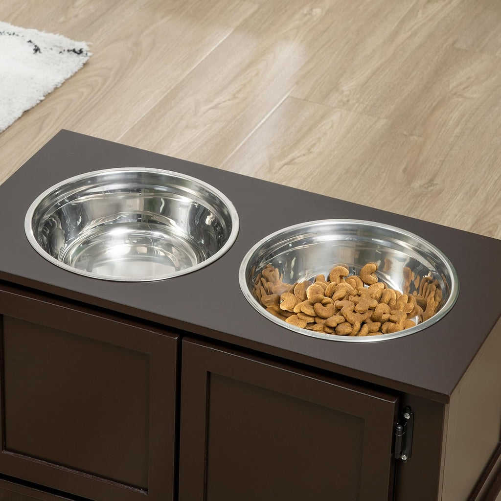 Elevated Dog Bowls for Large Dogs Raised Pet Feeder Station Coffee
