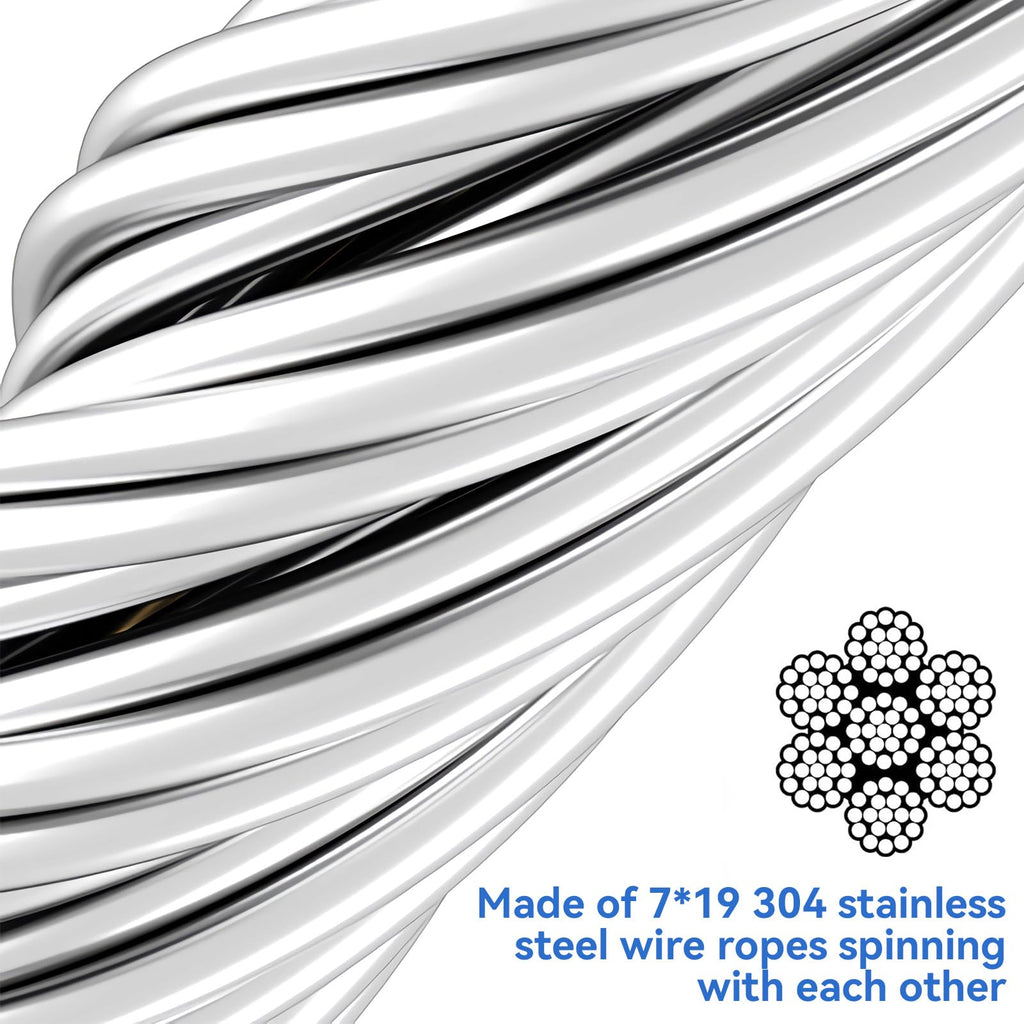 3/16 Stainless Steel Cable Decking Cable Railing 7 x 19 Strand Construction 304 Stainless Steel Cable 3700lbs