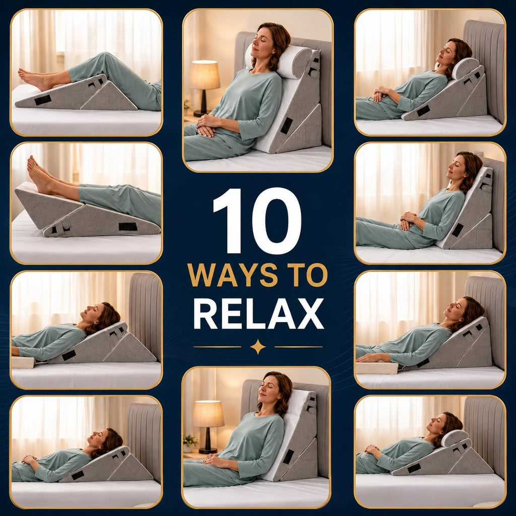 10-in-1 Adjustable Design 3PCS Wedge Pillow for Sleep Apnea, Wedge Pillow for Acid Reflux Relief, Orthopedic
