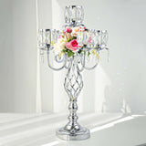 23.2 inch Tall Elegant and Chic 5 Arm Pendant Crystal Candlestick Holder Table Decoration tealight Candle Holder