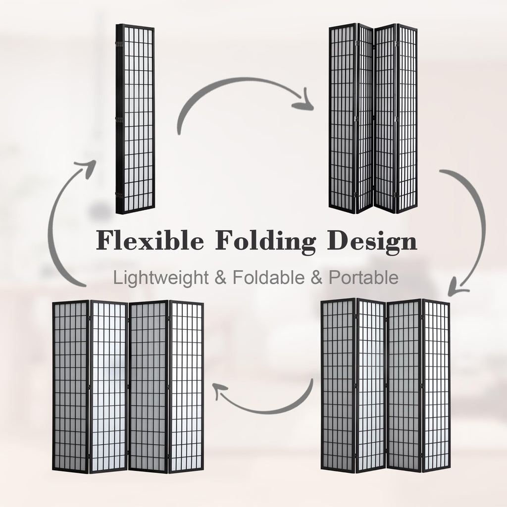 4 Panel Shoji Screen Room Divider, Folding Privacy Screens, Room Partitions and Dividers, Decorative Room Dividers