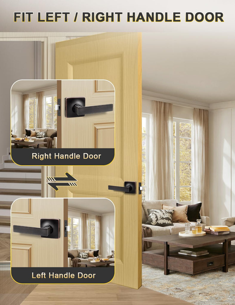 10 Pack Interior Passage Door Lever, Oil Rubbed Bronze Left or Right Handing for Closet and Hallway Doors,Square
