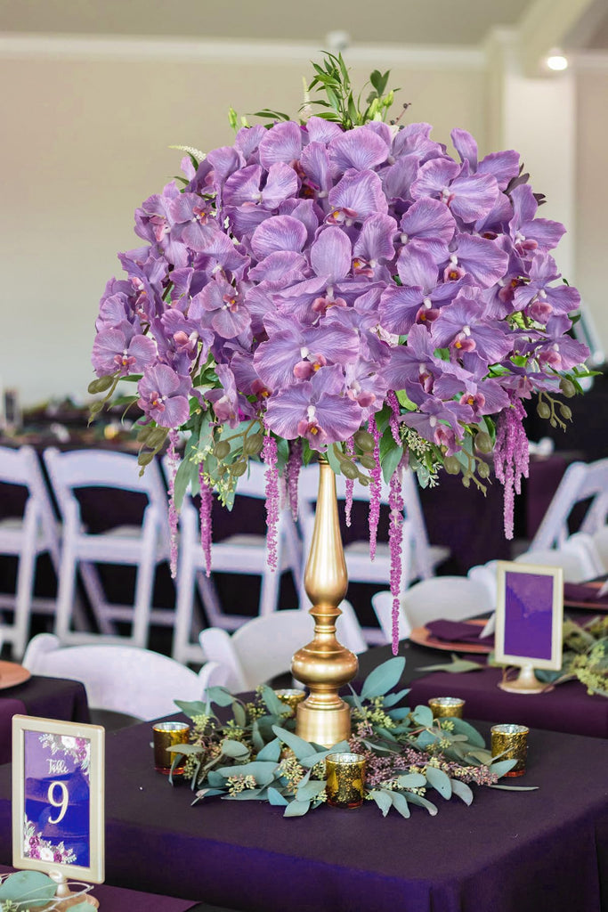 38" Artificial Phalaenopsis Flowers 6PCS Purple Orchids Artificial Orchid Flowers Stem for Wedding Party Office Home
