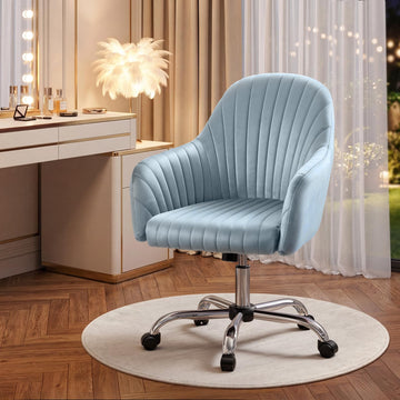 Velvet Desk Chair, Girls' Vanity Chairs with Arm Rest, Office Chair with Wheels, Computer Chair for Room, Velvet