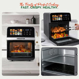 10QT Air Fryer Toaster Oven Combo with 10 Presets, Family Size Compact Oven for Roasting Whole Chicken/Double Cooking