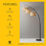 Arc Floor Lamp with 3 Movable Shades & Dimmable Brightness - Perfect Lighting and Corner Decor, Antique Bronze