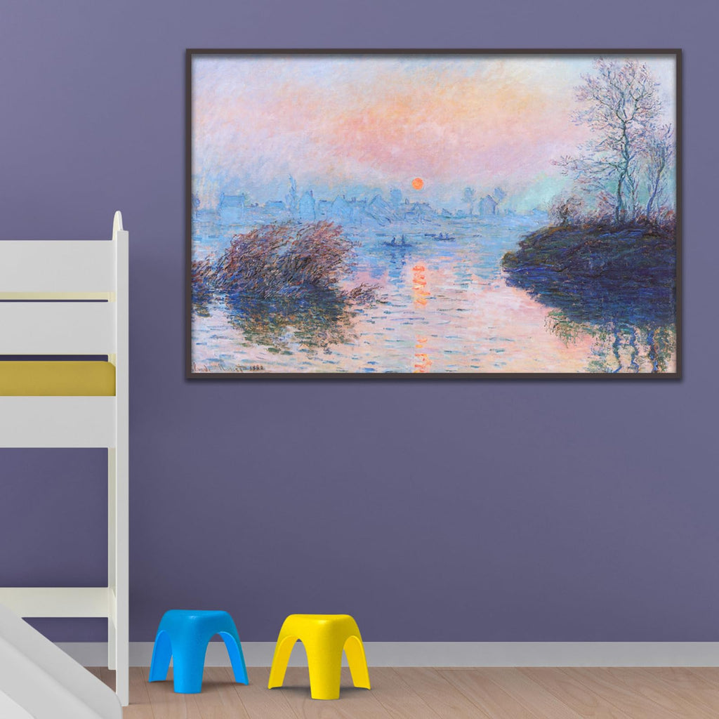 Claude Monet Wall Art Sunset on The Seine At Lavacourt, Winter Effect Poster Impressionist Art Nature Landscape Oil