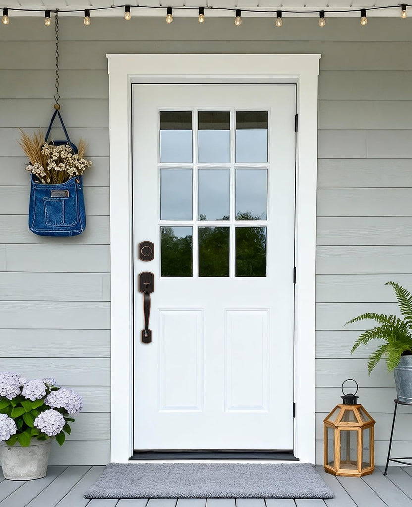 Oil Rubbed Bronze Front Door Handle and Deadbolt Set with Lever