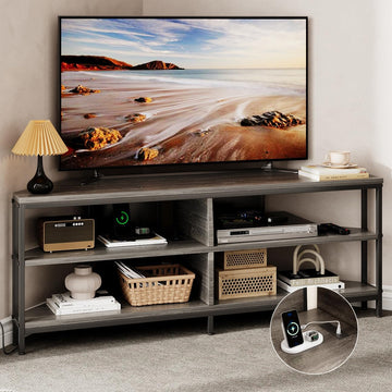Corner TV Stand with Power Outlet, Corner TV Stand for 32 43 50 55 60 Inch TV, Corner Entertainment Center