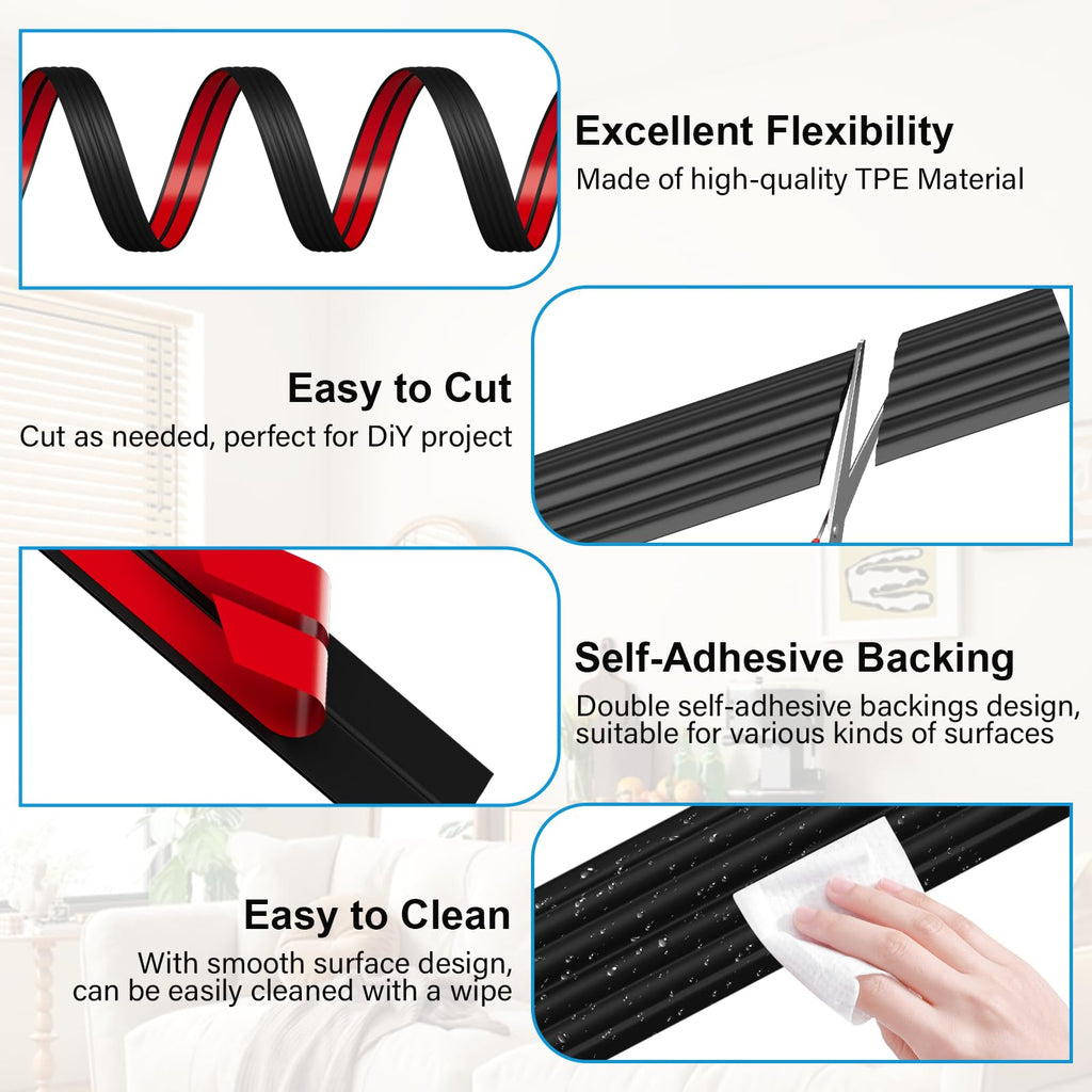 10FT Flexible Wall Corner Protector Moulding Trim, Peel and Stick Inside & Outside Wall Corner Guards Edge