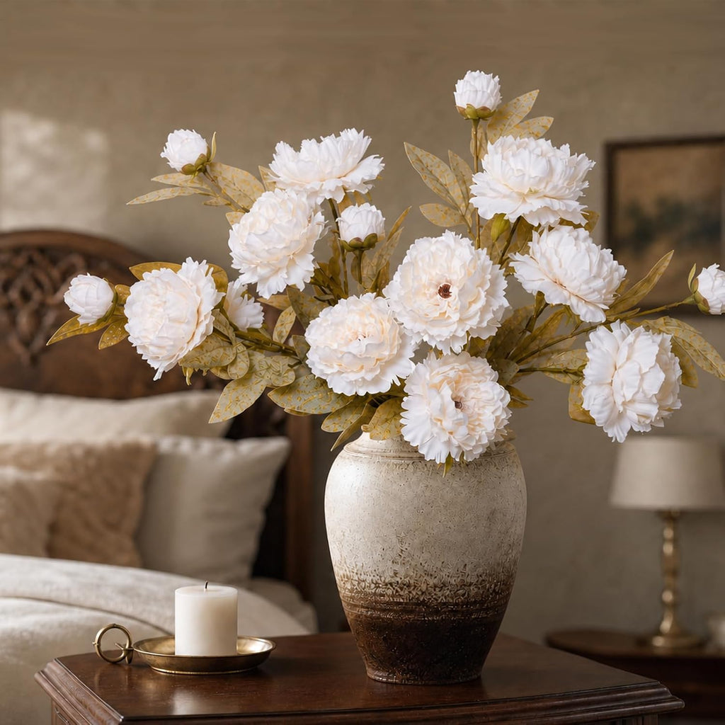 32" Ivory Vintage Peonies Artificial Flowers for Vase - Set of 5