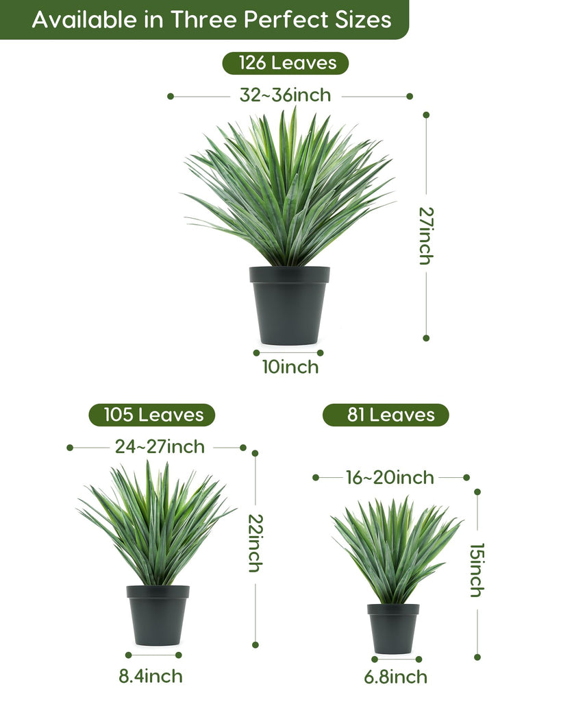 Artificial Agave Plant in Black Pot with Real Stone Pebbles, Large Fake Agave Plant for Indoor and Outdoor-22 inches