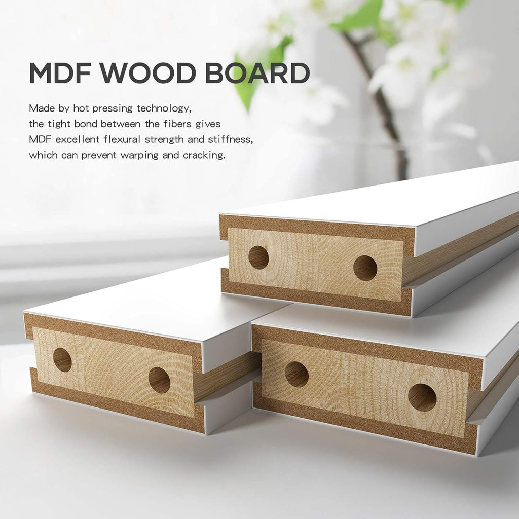 Double 18×84 Inch White Sliding Barn Door Slab with 6.6ft Hardware Kit Included, 5-Panel, MDF Wood P