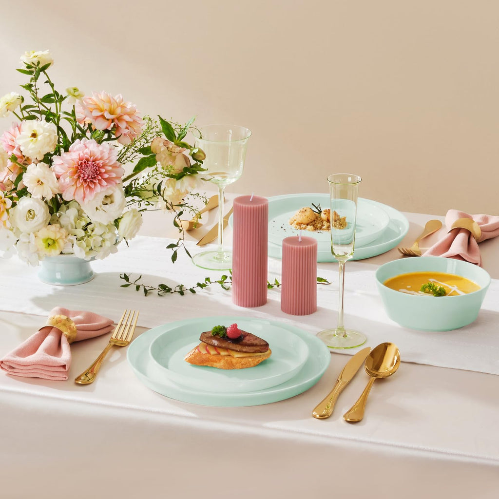 24-Piece Bone China Dinnerware Sets, Mint Green