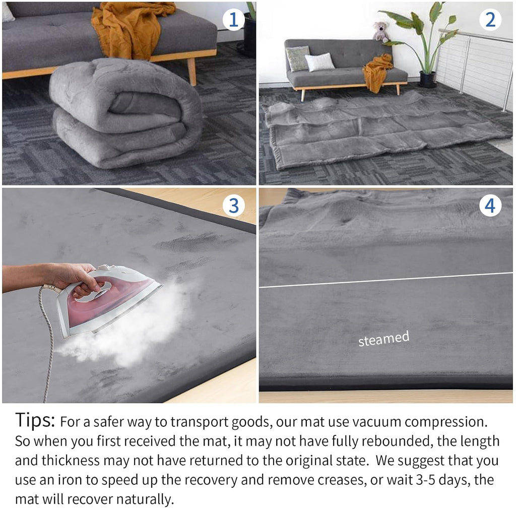 Large 1.3" Thick Baby Play Mat for Floor, 79"×59"(Dark Gray)